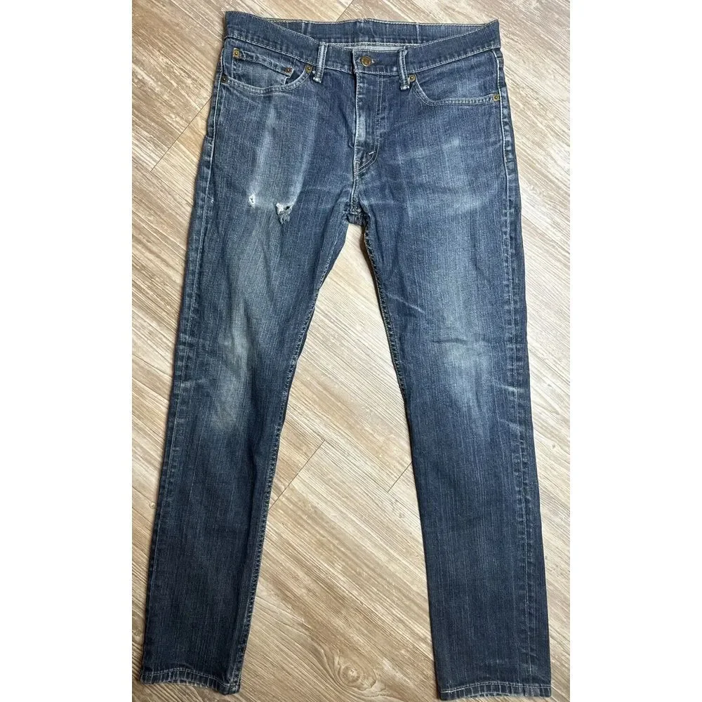 Levis 511 Jeans 34x32‎ Blue Distressed Denim Men's